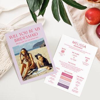 Small Color Palette Photo Be My Bridesmaid Proposal Front View
