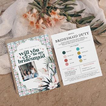 Small Color Palette Will You Be My Bridesmaid Proposal  Announcement Front View