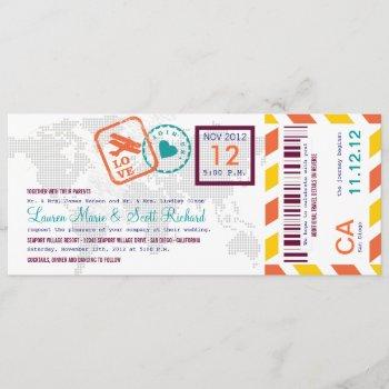 Small Colorful Boarding Pass Airmail Ticket Front View