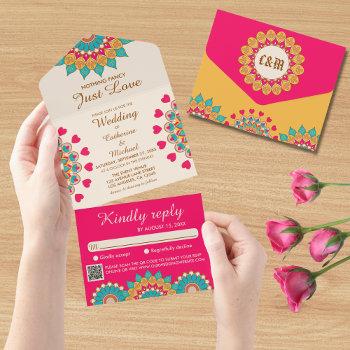 colorful ethnic mandala bold & bright wedding  all in one invitation