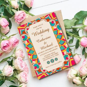 colorful ethnic mandala bold & bright wedding  invitation