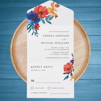 colorful fiesta floral mexican rsvp wedding all in one invitation