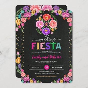 colorful floral fiesta mexican chalkboard wedding invitation