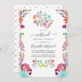 colorful floral mexican fiesta virtual wedding invitation