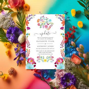 colorful floral mexican fiesta wedding update invitation