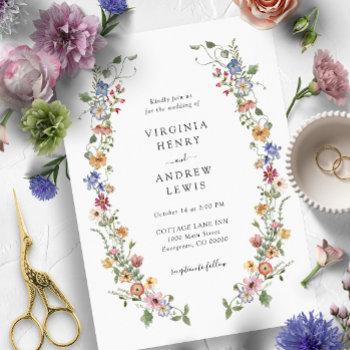 colorful floral wedding invitation