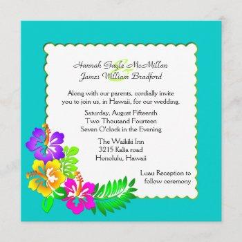 colorful hawaiian tropical wedding invitation