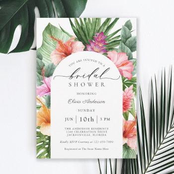 colorful tropical floral bridal shower invitation