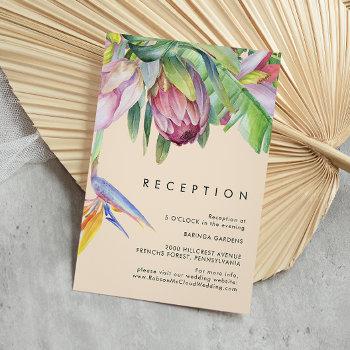 Small Colorful Tropical Floral Peach Wedding Reception Enclosure Card Front View