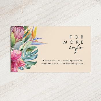colorful tropical floral | peach wedding website enclosure card
