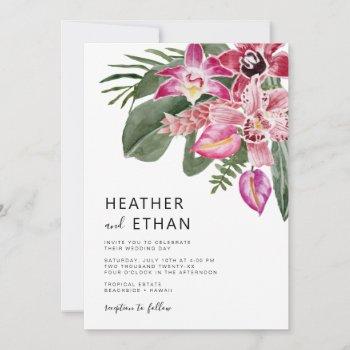 colorful tropical wedding invitation