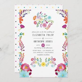 colorful watercolor floral mexican fiesta wedding invitation