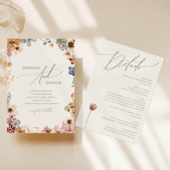 colorful wildflower | beige all in one wedding invitation