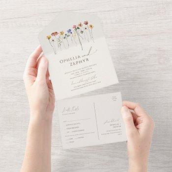 colorful wildflower | casual beige seal and send all in one invitation