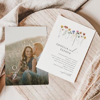 colorful wildflower | monogram photo wedding invit invitation