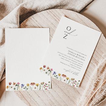 colorful wildflower | monogram wedding invitation