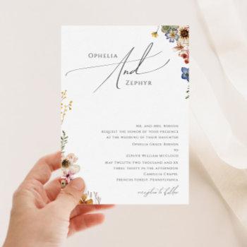 colorful wildflower | traditional garden wedding invitation