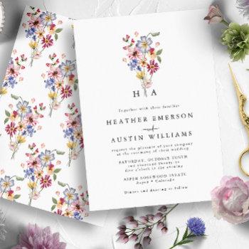 colorful wildflower wedding invitation