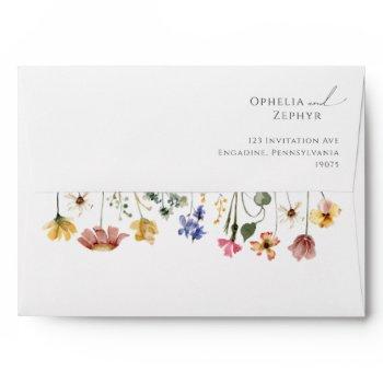 Small Colorful Wildflower | Wedding  Envelope Front View