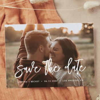 Small Contemporary Modern Save The Date Photo Announcement Post Front View