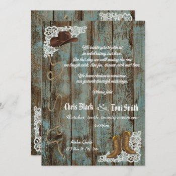 contemporary rustic boots & lace wedding invite