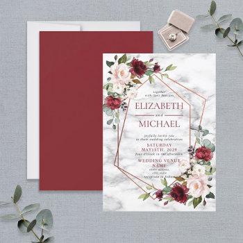 Small Copper Marble Geometric Burgundy Floral Wedding Front View