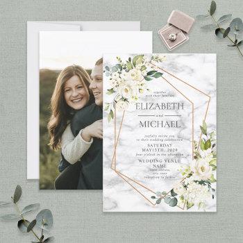 Small Copper Marble Geometric White Floral Photo Wedding Front View