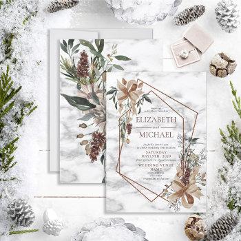 Small Copper Marble Geometric Winter Greenery Wedding Front View