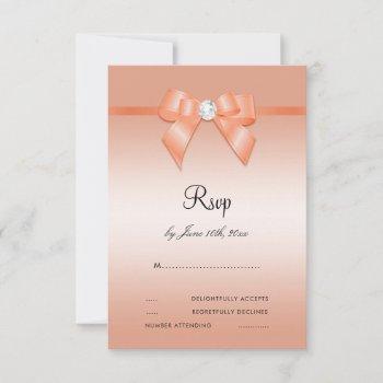 Small Coral Bow & Ribbon 35th Wedding Anniversary Rsvp Front View