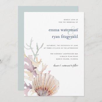 coral reef wedding invitation