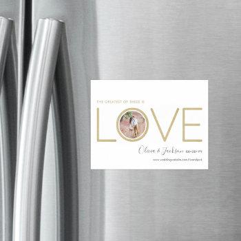 Small Corinthians Quote Love Photo Wedding Save The Date Magnetic Front View