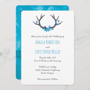Small Country Antlers Blue Wedding Front View