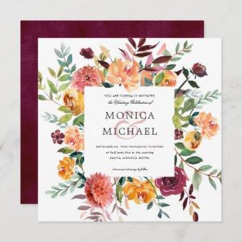 country bloom | autumn botanical  frame wedding invitation