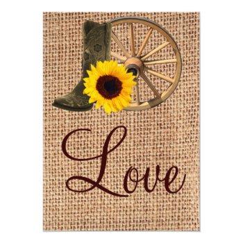 Small Country Burlap Cowboy Boots Sunflower Wedding Back View