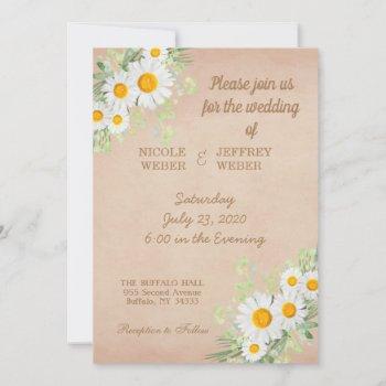 Small Country Daisy Spring Rustic Flower Wedding Invite Front View