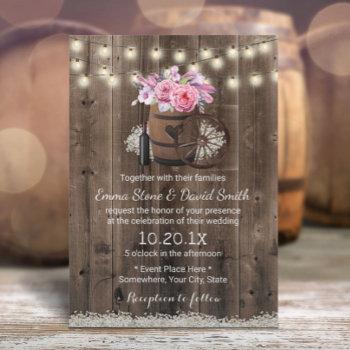 Small Country Floral Wood Barrel Rustic Wedding Front View