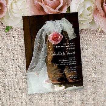country rose and cowboy boots post wedding brunch invitation