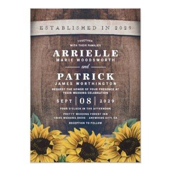 Small Country Rustic Barrel Vintage Sunflower Wedding Front View