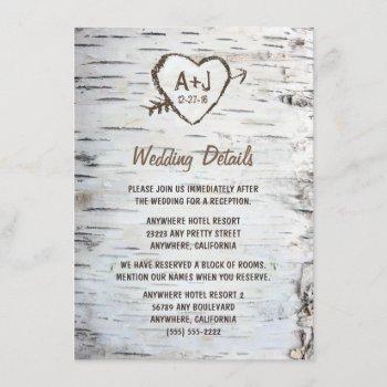 Small Country Rustic Birch Tree Bark Wedding Enclosure Card Front View