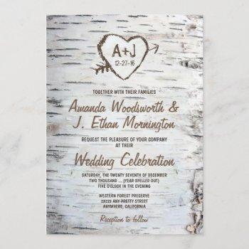 country rustic birch tree bark wedding invitations