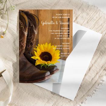 country sunflower western wedding invitation