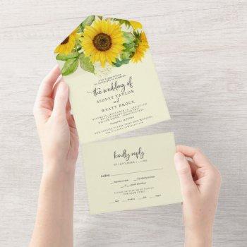 country sunflower | yellow wedding all in one invitation