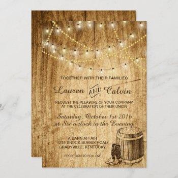 country wedding invitation with cowboy boots