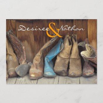country western cowboy boots wedding invitation