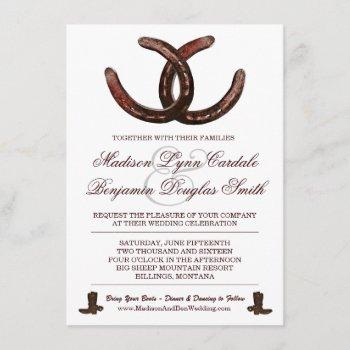 country western horseshoes boots wedding invites