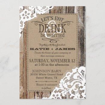 country western wood lace rustic wedding invitation