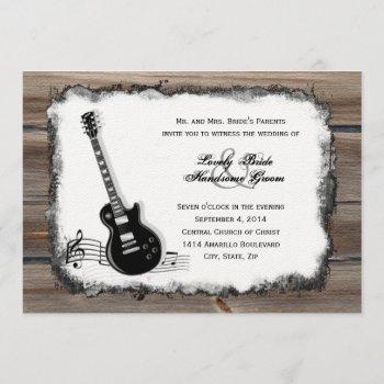 Small Country Wood Electric Guitar Music Wedding Invite Front View