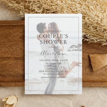couple shower minimalist photo invitation