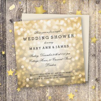 couple's wedding shower gold glitter lights invitation