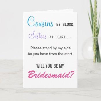 cousins by blood, sisters at heart - bridesmaid invitation